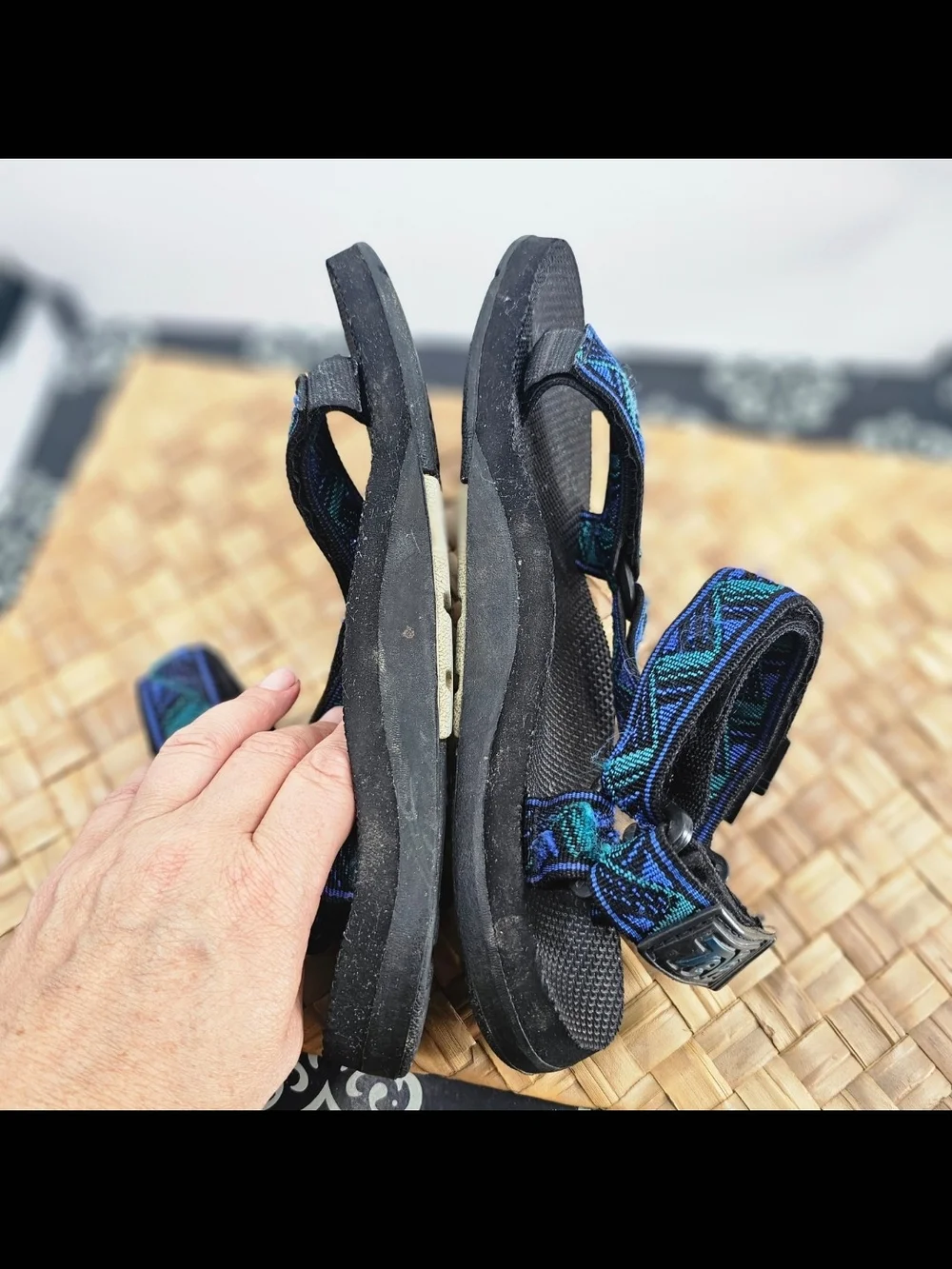 Teva Sandals Men Black Blue Size 10